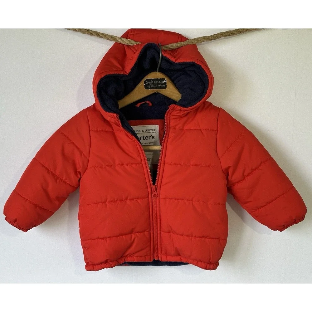 Carter's Hooded Red Lined Jacket Toddler Kid's Sz 24 month